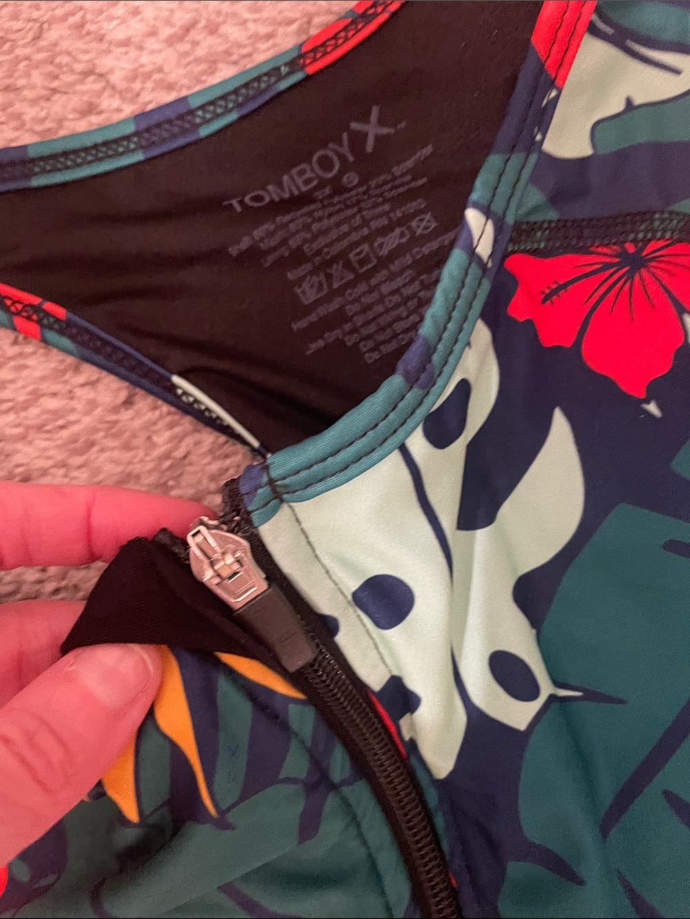 TomboyX Tropical Front-Zip Swim top bikini size 3x - Picture 2 of 4